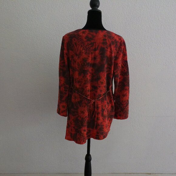 Orange & Black Floral V-neck Long Sleeve Blouse - Picture 8 of 10